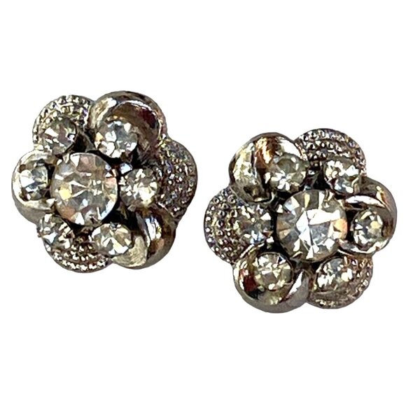 Vintage Rhinestone Flower Pins A74 - Picture 1 of 3